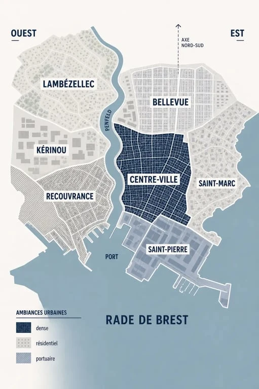 Quartier Brest : comparatif visuel des principaux secteurs de la ville