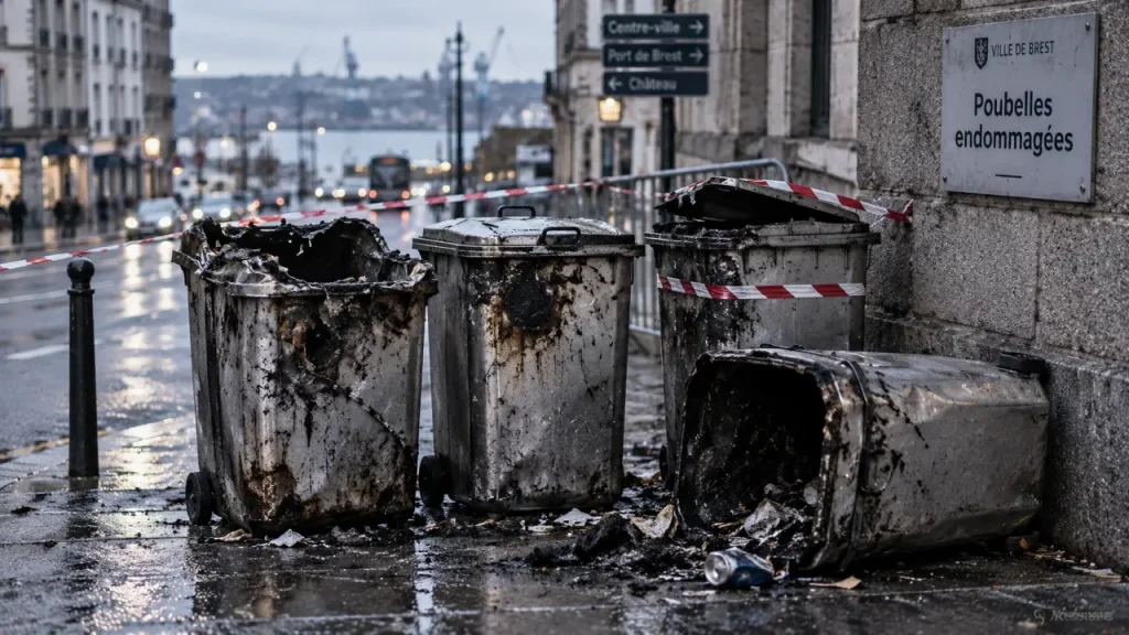À Brest, plus de 800 poubelles endommagées et plus de 70 000 € de dégâts