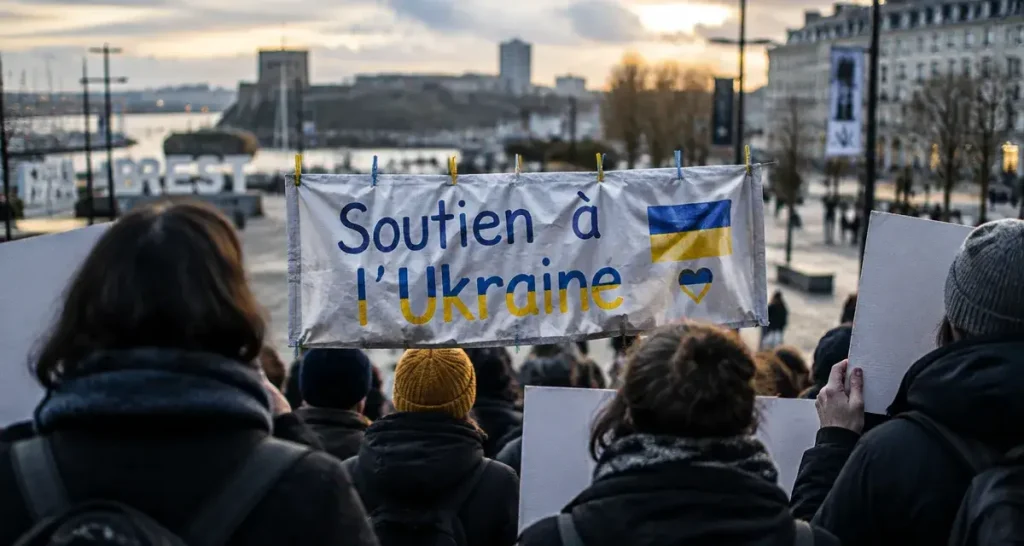 À Brest, une centaine de personnes rassemblées en soutien à l’Ukraine