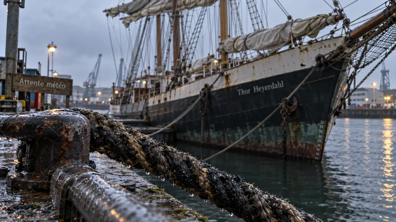 À Brest, le voilier Thor Heyerdhal attend une amélioration météo pour repartir