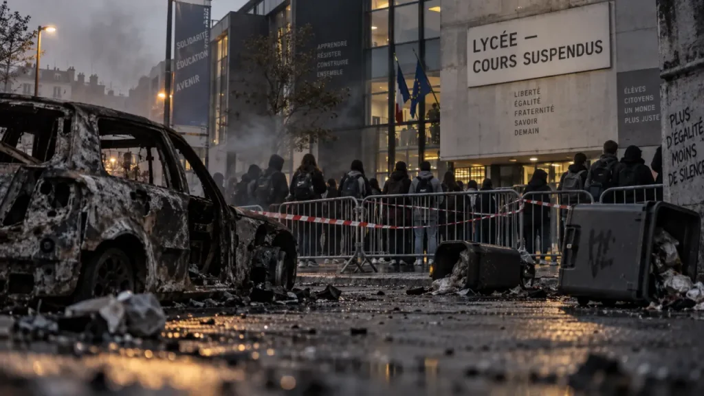 À Brest, une voiture incendiée devant le lycée La Pérouse-Kérichen