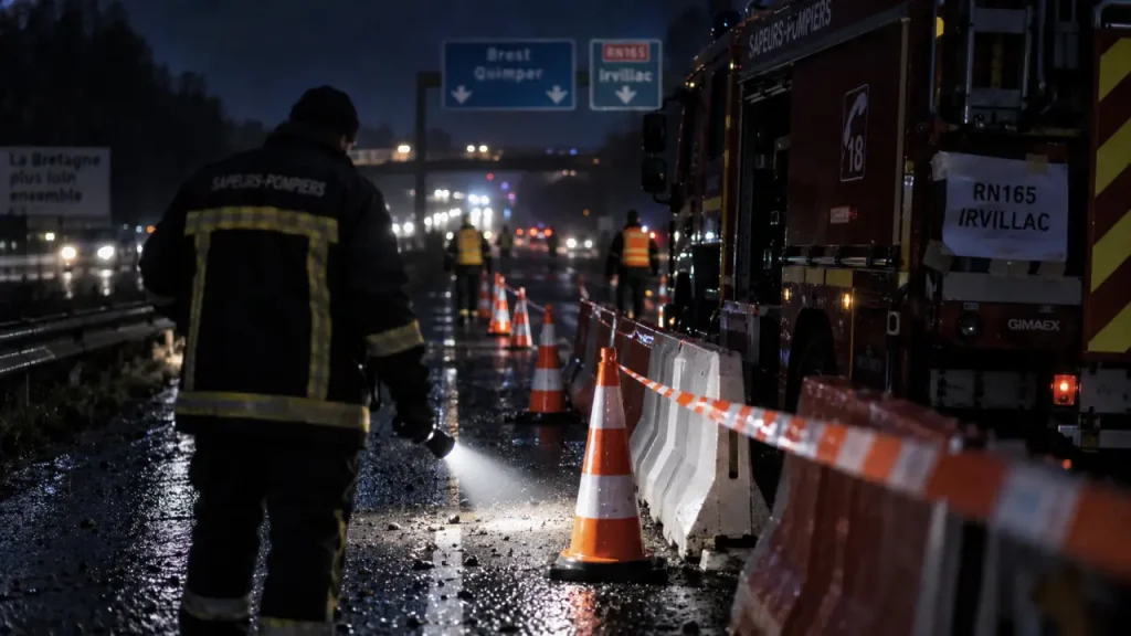 RN165 : circulation coupée vers Brest après un accident à Irvillac